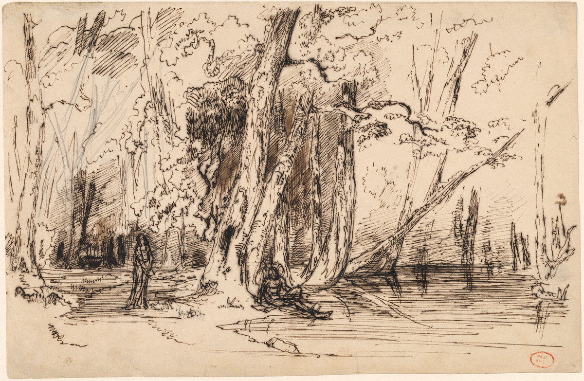 Flooding in the Forest of the Ile Séguin by Paul Huet (French, 1803 - 1869), 16X12"(A3)Poster Print