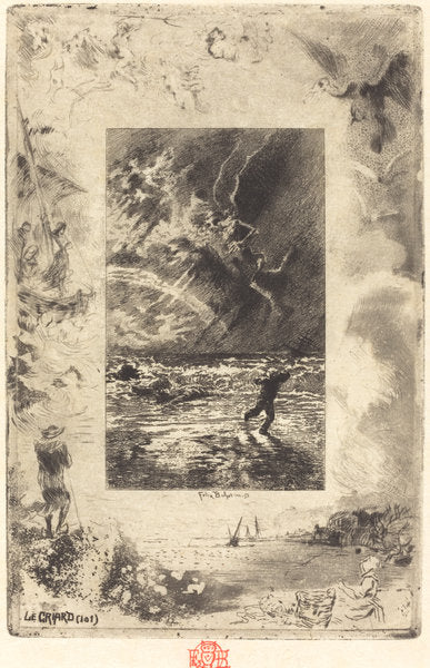 Le Criard (The Shrieker) by Félix-Hilaire Buhot (French, 1847 - 1898), 16X12"(A3)Poster Print