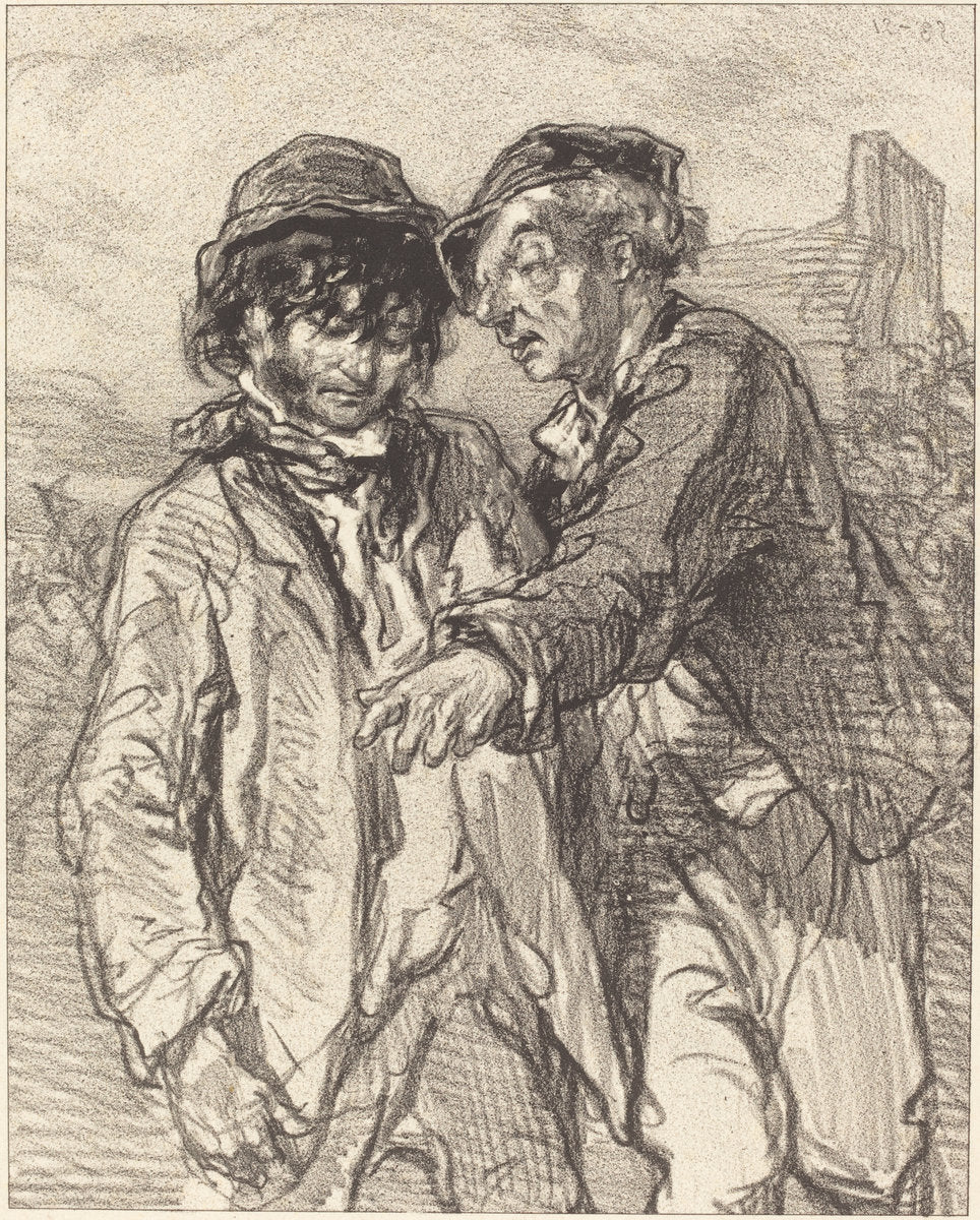 Histoire d'en dire deux by Paul Gavarni (French, 1804 - 1866), 16X12"(A3)Poster Print