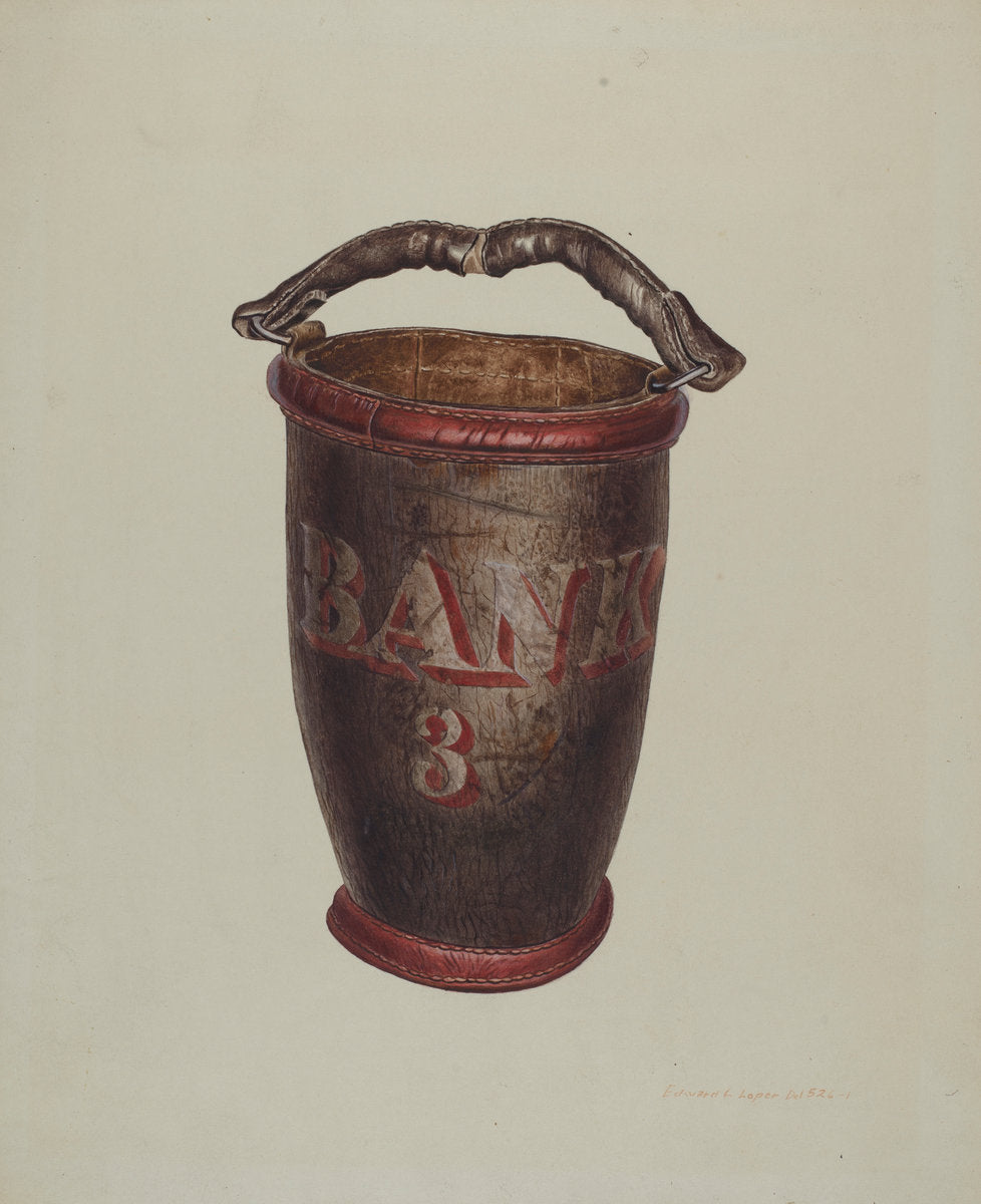 Leather Water Bucket by Edward L. Loper (American, born 1916), 16X12"(A3)Poster Print