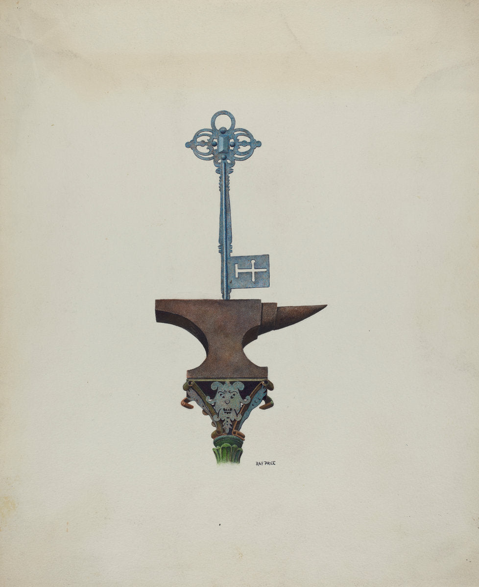 Decorative Ironwork & Locksmith Sign by Ray Price (American, active c. 1935), 16X12"(A3)Poster Print