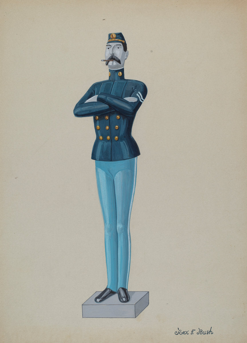 Cigar Store Soldier by Rex F. Bush (American, active c. 1935), 16X12"(A3)Poster Print