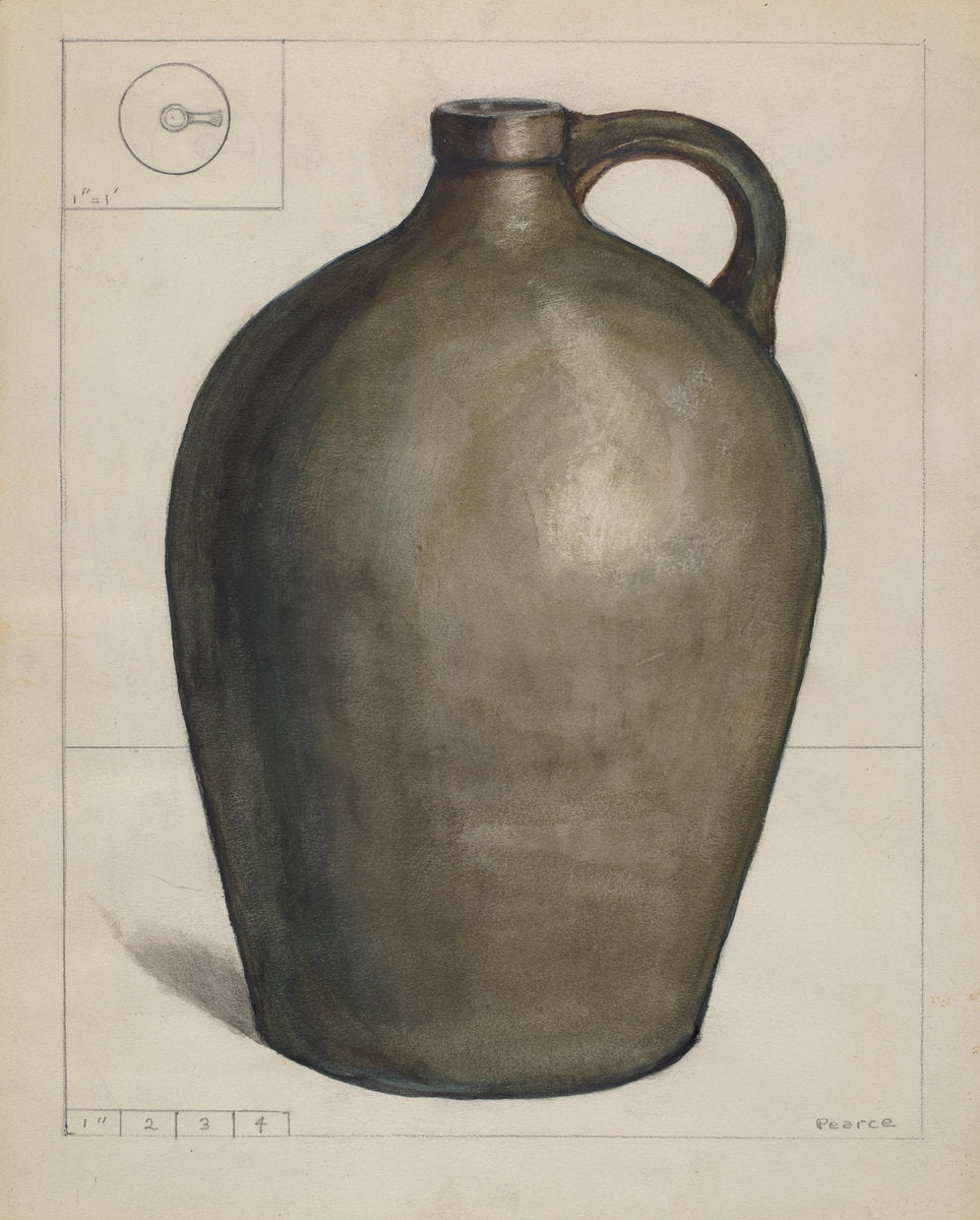 Stoneware Jug by Edgar L. Pearce (American, active c. 1935), 16X12"(A3)Poster Print