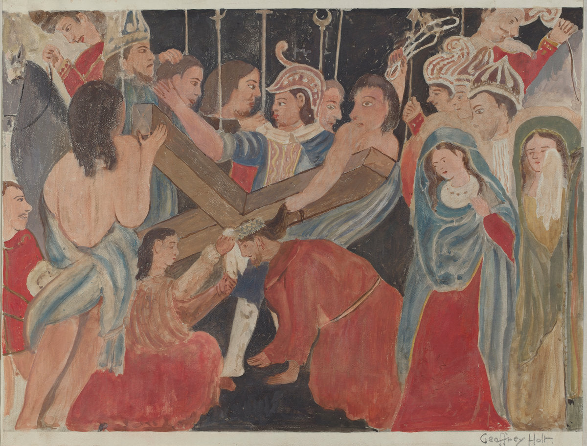 Station of the Cross No. 6: "Veronica RendersService to Jesus" by Geoffrey Holt (American, active c. 1935), 16X12"(A3)Poster Print