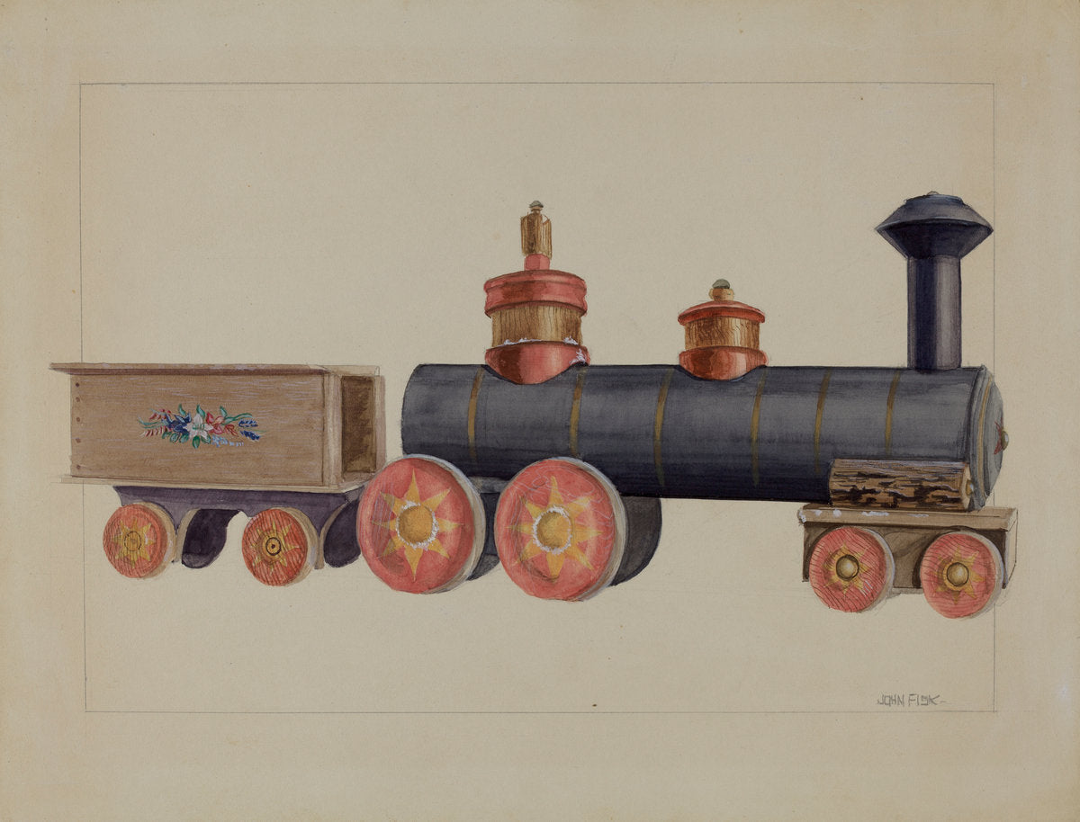 Toy Locomotive by John Fisk (American, active c. 1935), 16X12"(A3)Poster Print