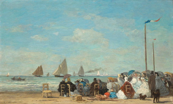 Beach Scene at Trouville by Eugène Boudin (French, 1824 - 1898), 16X12"(A3)Poster Print