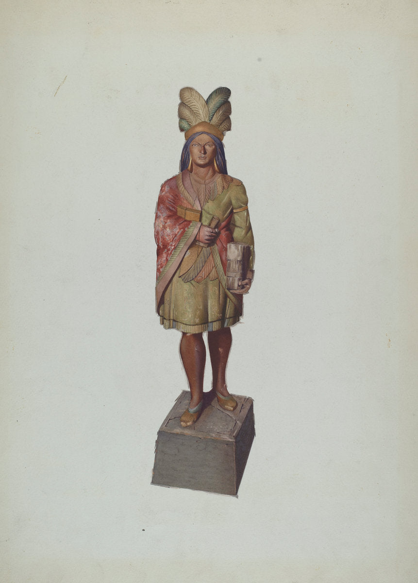 Cigar Store Indian by Joseph Goldberg (American, active c. 1935), 16X12"(A3)Poster Print