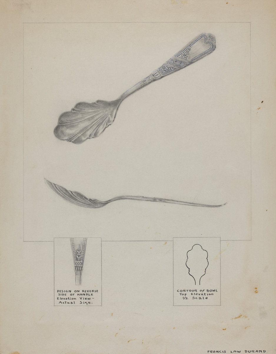Silver Sugar Spoon by Francis Law Durand (American, active c. 1935), 16X12"(A3)Poster Print