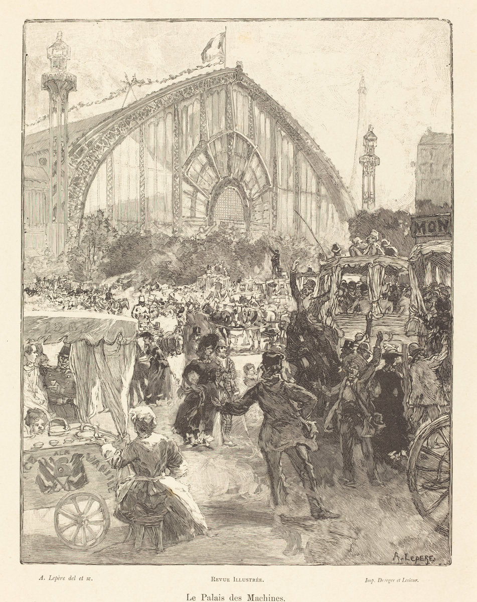 Le Palais des Machines by Auguste Lepère (French, 1849 - 1918), 16X12"(A3)Poster Print