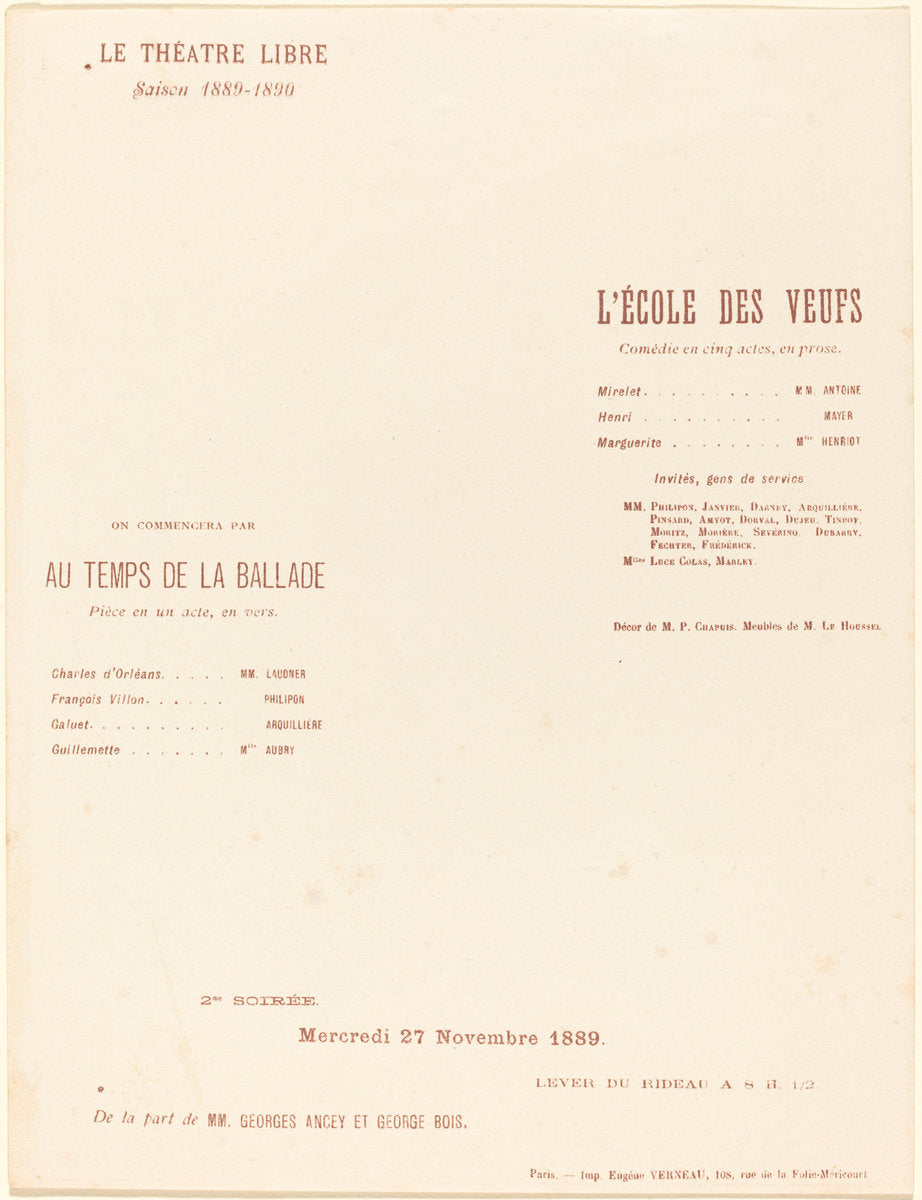 L'École des veufs; Au Temps de la ballade by Alexandre Charpentier (French, 1856 - 1909), 16X12"(A3)Poster Print