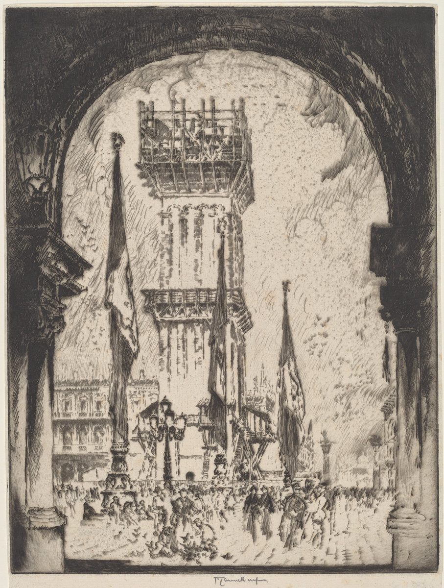 Rebuilding the Campanile, Venice, No.I by Joseph Pennell (American, 1857 - 1926), 16X12"(A3)Poster Print