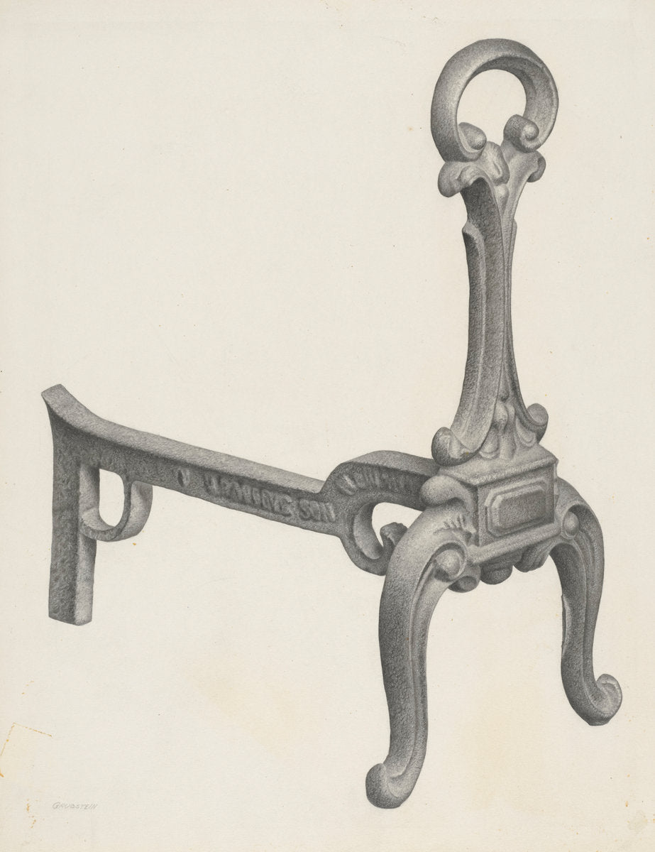 Andiron (one of pair) by Milton Grubstein (American, active c. 1935), 16X12"(A3)Poster Print