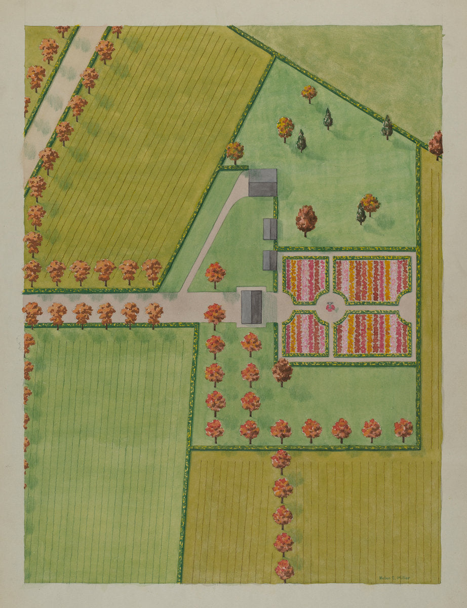 Rutgers Estate and Garden by Helen Miller (American, active c. 1935), 16X12"(A3)Poster Print