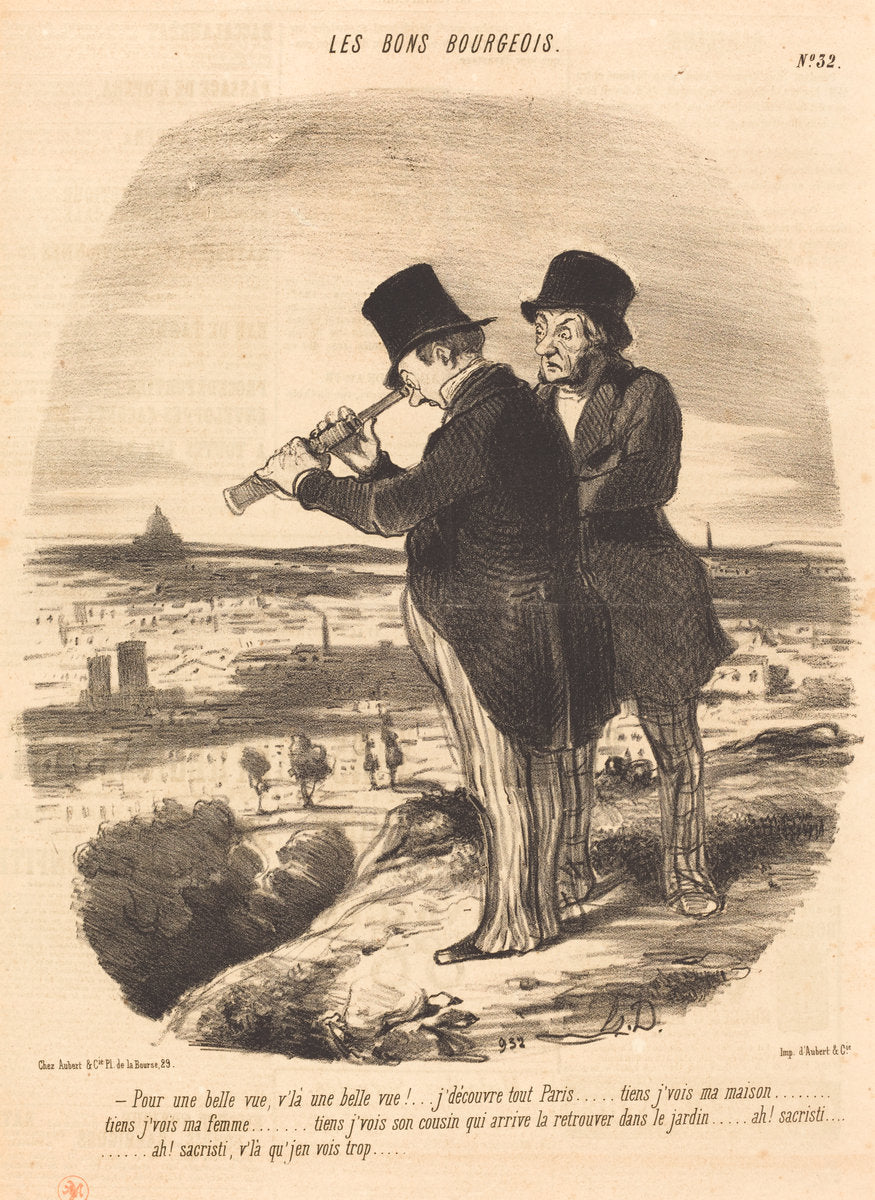 Pour une belle vue, v'la une belle vue!... by Honoré Daumier (French, 1808 - 1879), 16X12"(A3)Poster Print