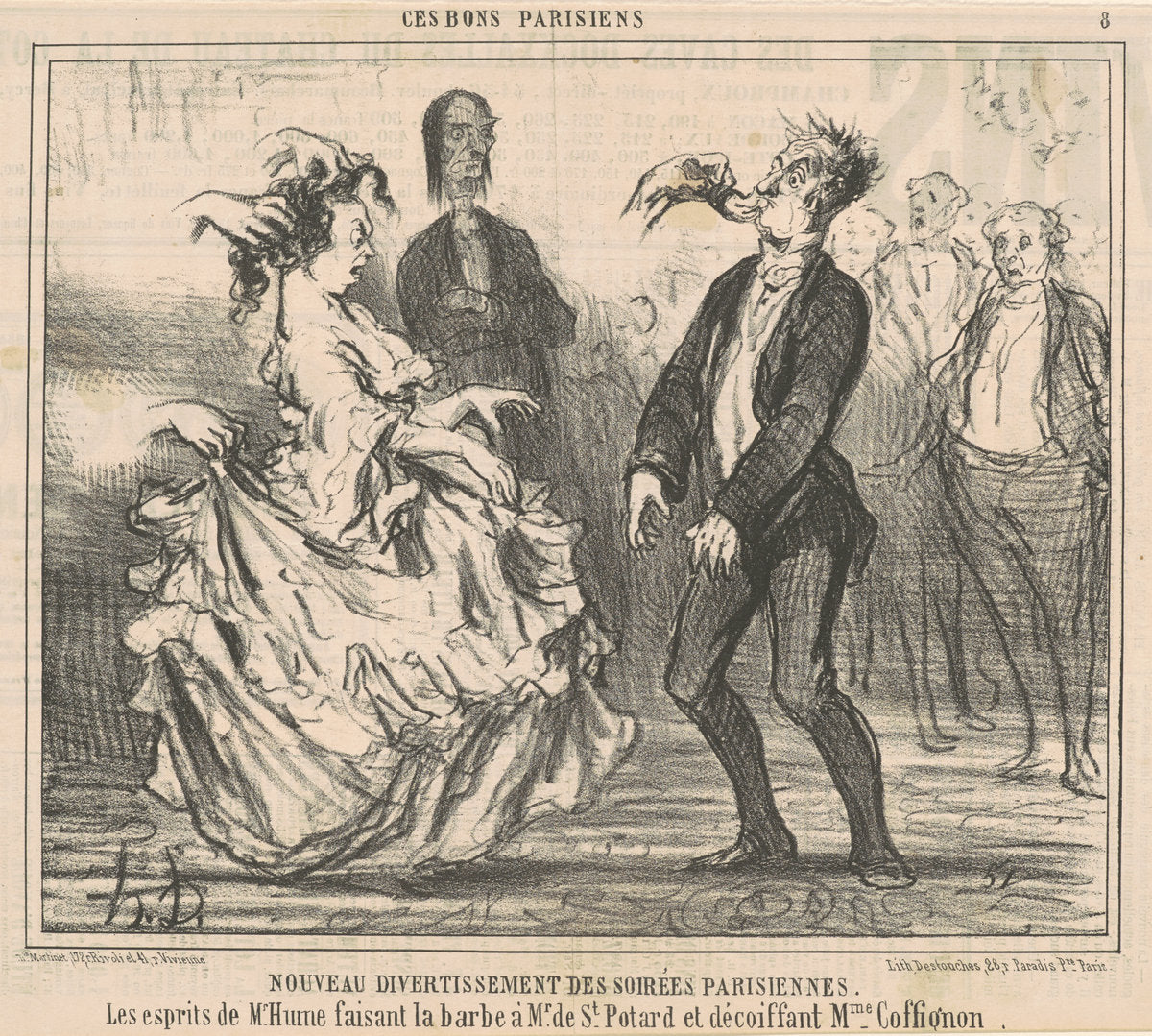Nouveau divertissement des soirées by Honoré Daumier (French, 1808 - 1879), 16X12"(A3)Poster Print
