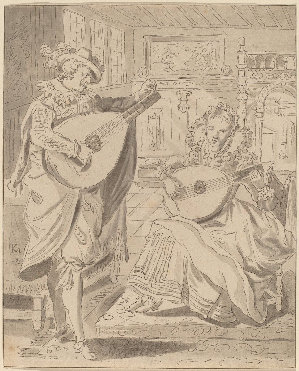 Musical Company by Cornelis Ploos van Amstel and Bernhard Schreuder after Karel van Mander I (Dutch, 1726 - 1798), 16X12"(A3)Poster Print