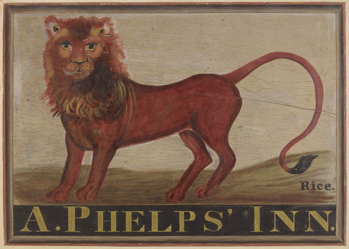 Red Lion Inn Sign by Martin Partyka (American, active c. 1935), 16X12"(A3)Poster Print