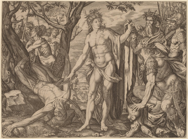 Apollo and Marsyas by Melchior Meier (Swiss, active 1582), 16X12"(A3)Poster Print