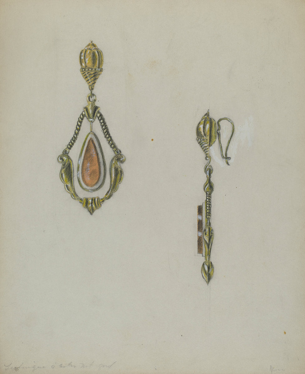Earring by Theodore Kraus (American, active c. 1935), 16X12"(A3)Poster Print