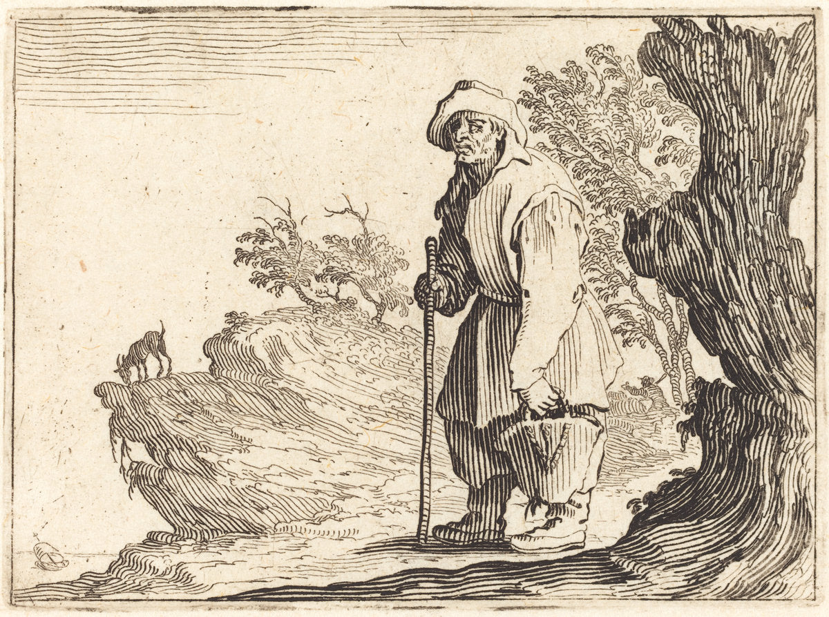 Peasant with Sack by Jacques Callot (French, 1592 - 1635), 16X12"(A3)Poster Print