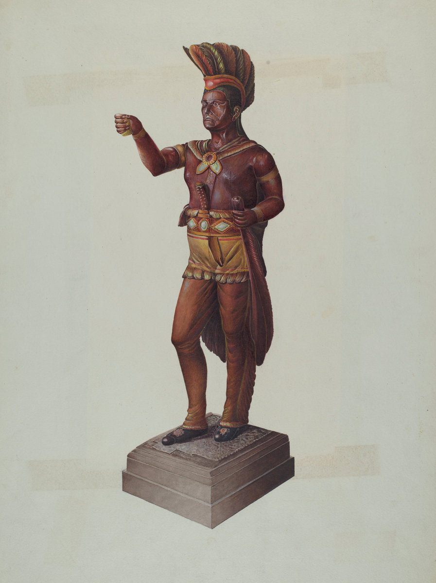 Cigar Store Indian by Robert Pohle (American, active c. 1935), 16X12"(A3)Poster Print