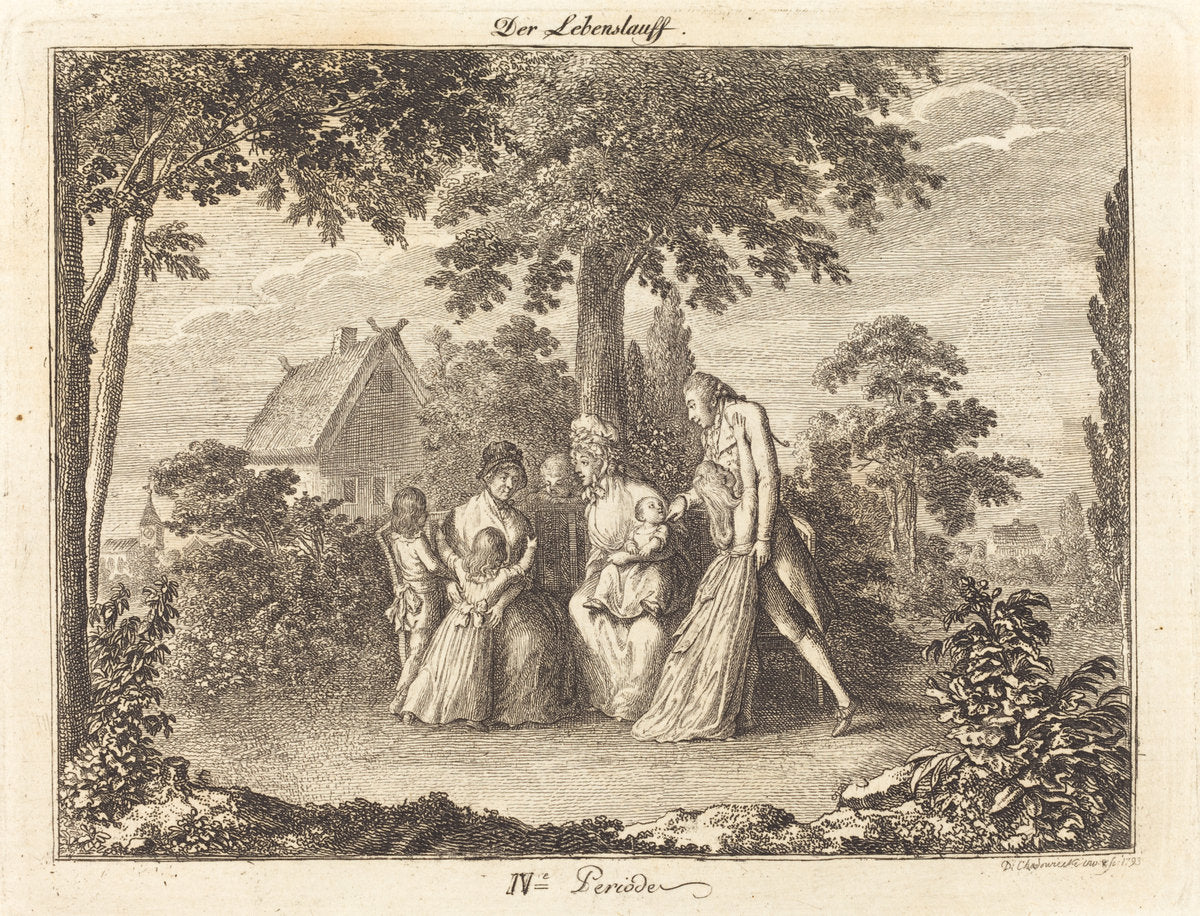Growing Family by Daniel Nikolaus Chodowiecki (German, 1726 - 1801), 16X12"(A3)Poster Print
