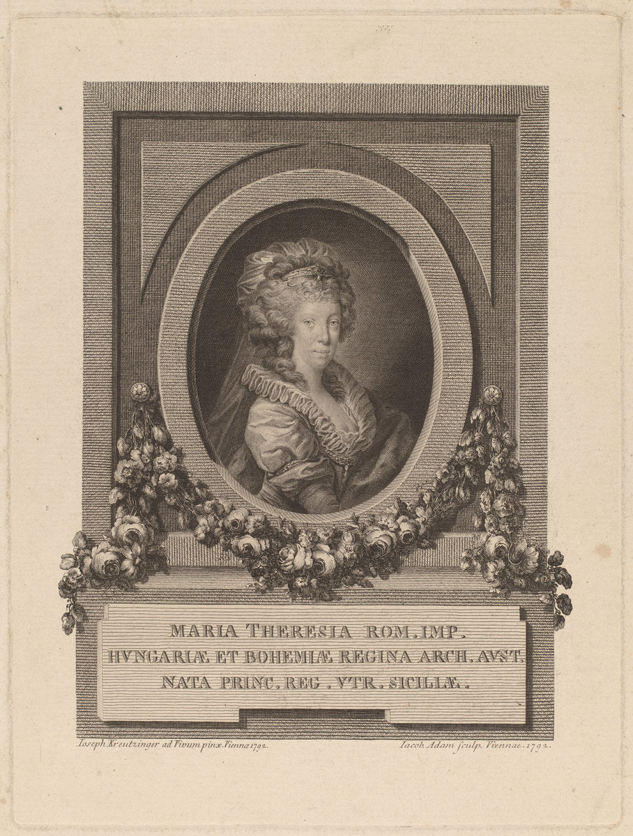 Marie-Thérèse, Holy Roman Empress by Jacob Adam after Josef Kreutzinger (Austrian, 1748 - 1811), 16X12"(A3)Poster Print