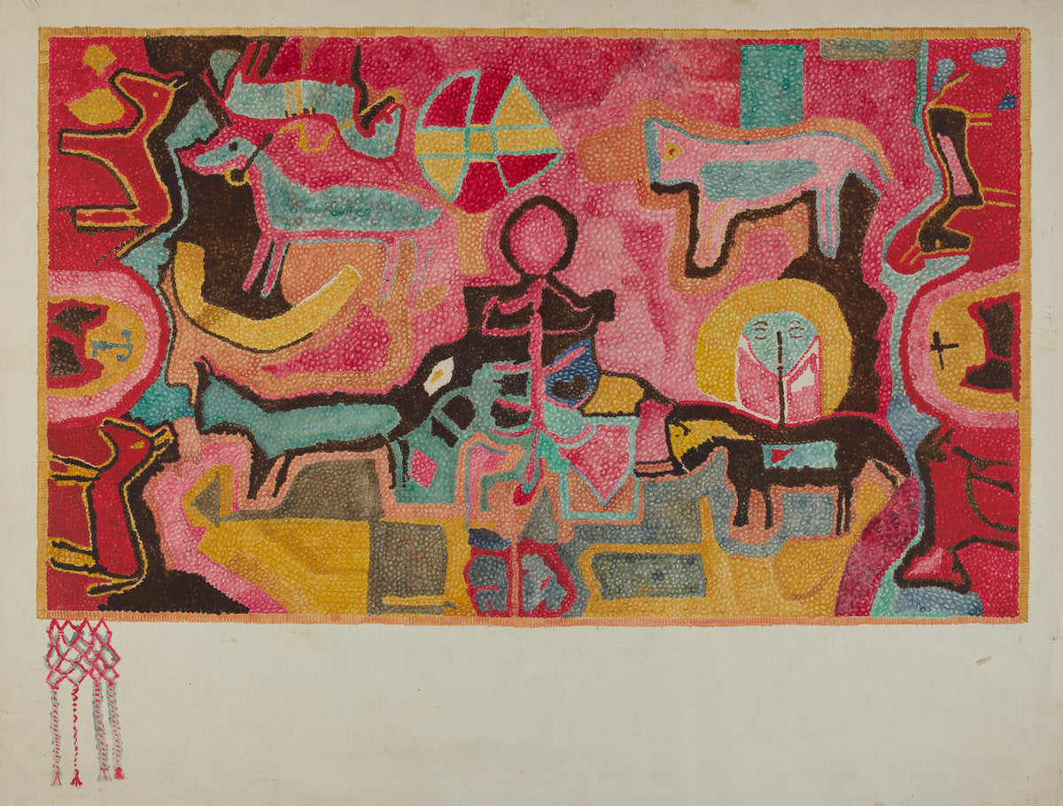 Hooked Rug by Margery Parish (American, active c. 1935), 16X12"(A3)Poster Print