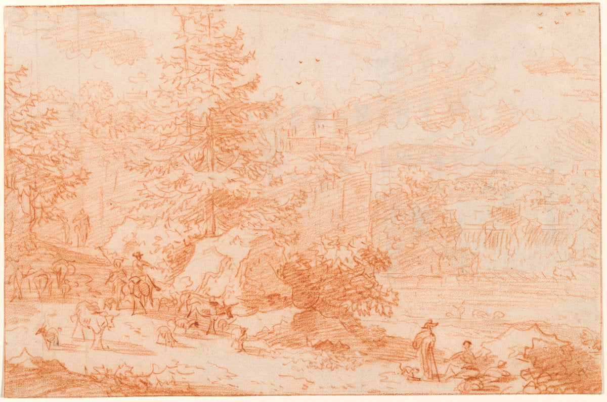 Northern Landscape Fantasy Evoking Tivoli by Nicolaes Pietersz Berchem (Dutch, 1620 - 1683), 16X12"(A3)Poster Print