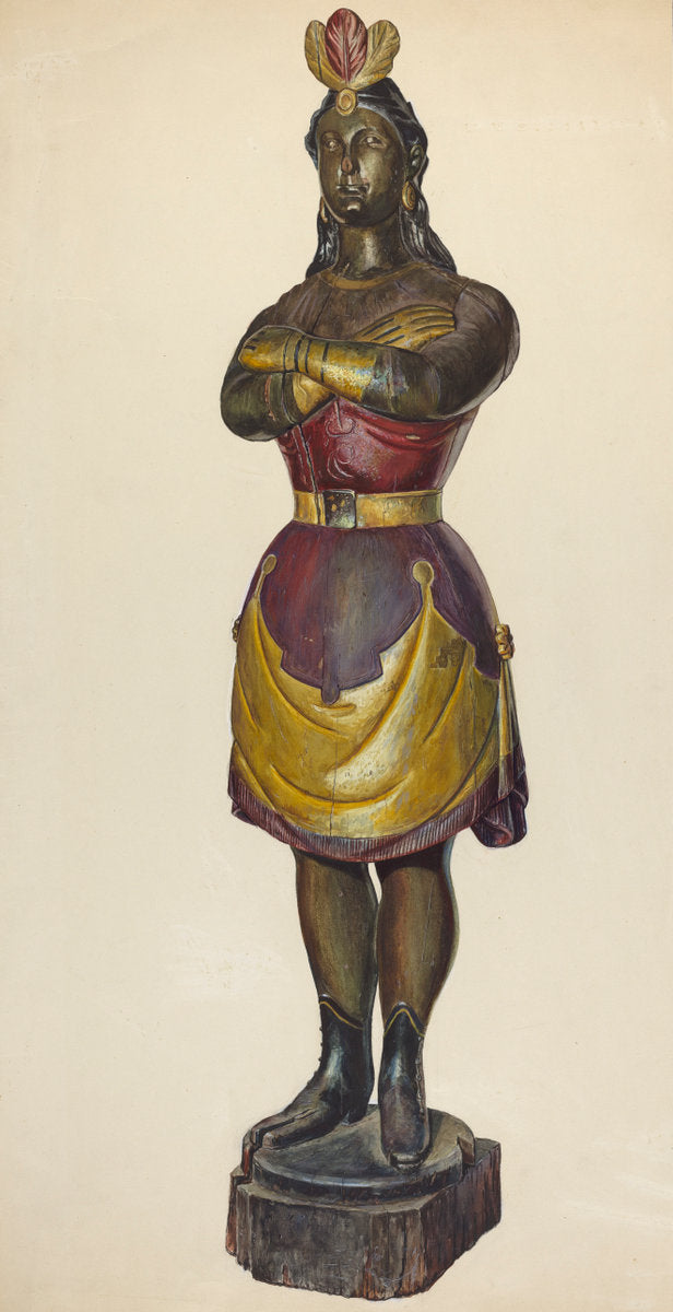 Cigar Store Indian by Stanley Mazur (American, active c. 1935), 16X12"(A3)Poster Print