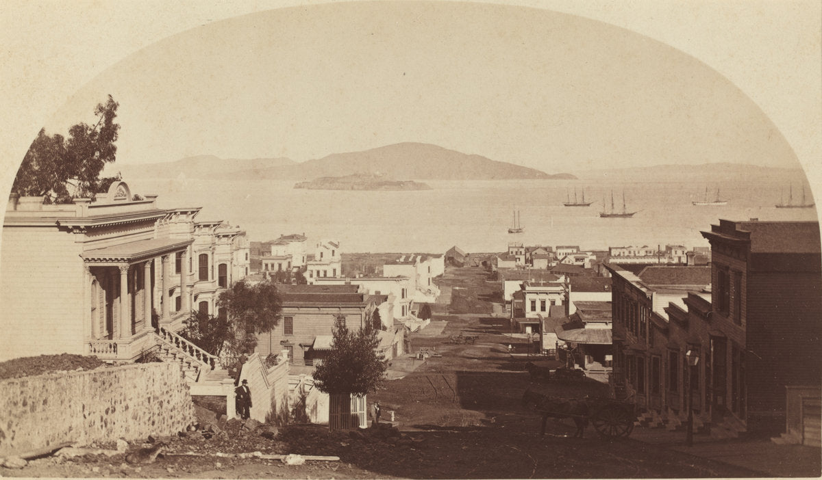 Alcatraz Island and San Francisco Bay, Looking North by Carleton E. Watkins (American, 1829 - 1916), 16X12"(A3)Poster Print