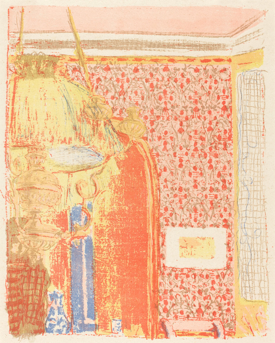 Interior with Pink Wallpaper III (Interieur aux tentures roses III) by Edouard Vuillard (French, 1868 - 1940), 16X12"(A3)Poster Print