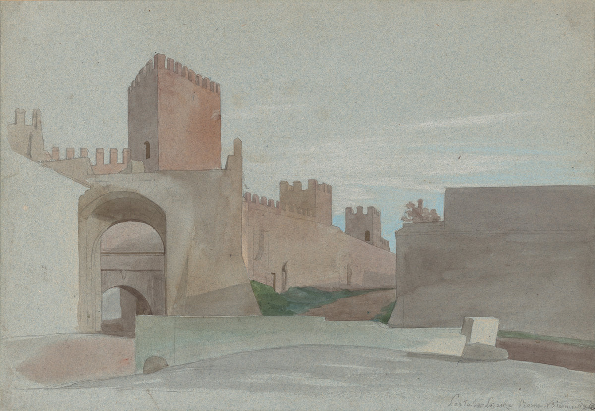 Porta San Lorenzo, Rome by Victor-François-Eloi Biennourry (French, 1823 - 1893), 16X12"(A3)Poster Print