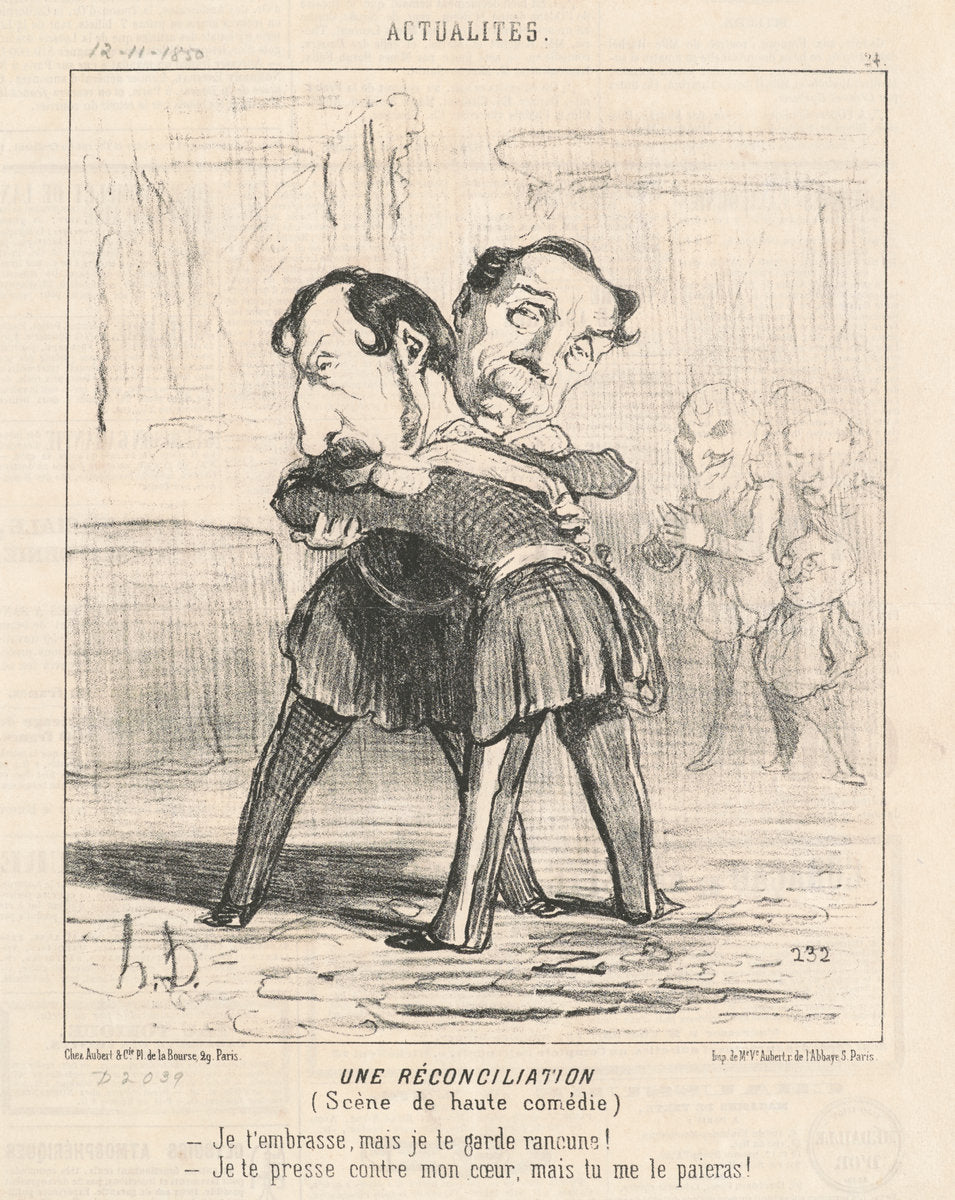 Un réconciliation, scène de haute comédie ... by Honoré Daumier (French, 1808 - 1879), 16X12"(A3)Poster Print
