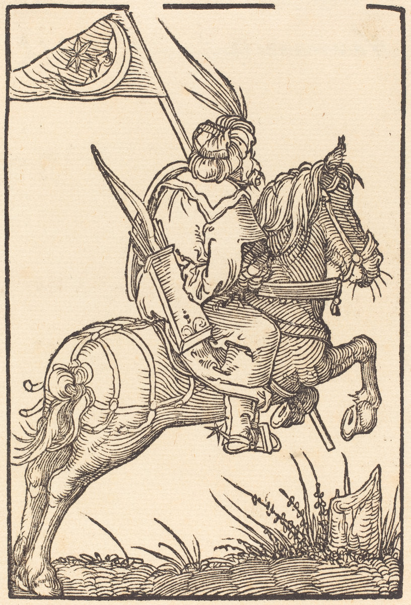 A Turkish Horseman by Attributed to Hans Springinklee (German, active 1512/1522), 16X12"(A3)Poster Print