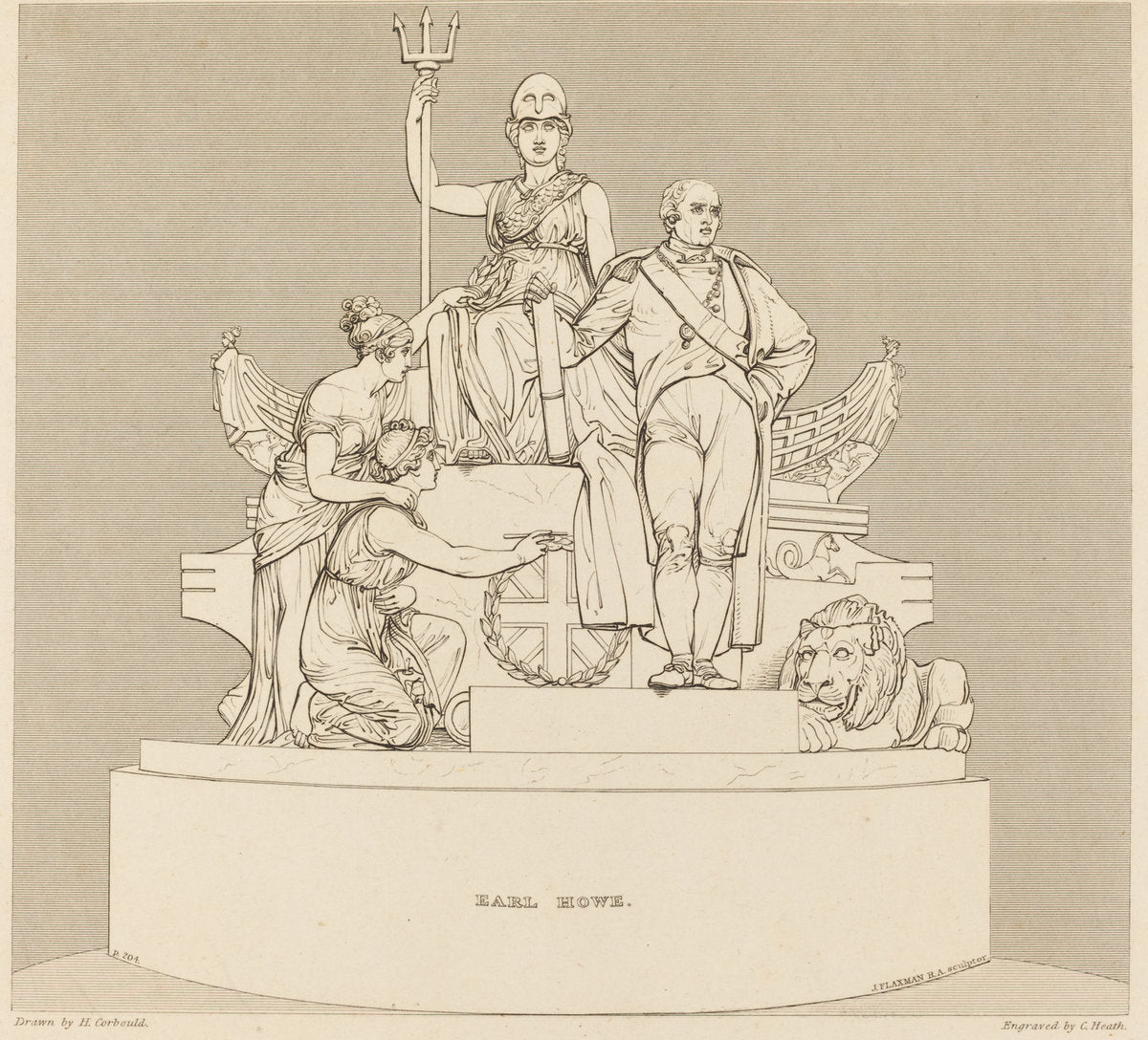 Monument to Earl Howe by Charles Heath after Henry Corbould after John Flaxman (British, 1784/1785 - 1848), 16X12"(A3)Poster Print