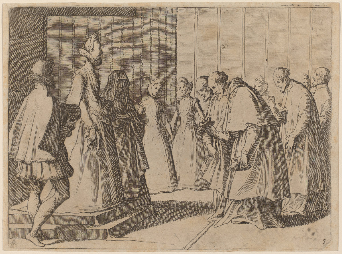 Margaret of Austria Receiving the Homage of Cardinals and Prelates by Raffaello Schiaminossi (Italian, c. 1529 - probably 1622), 16X12"(A3)Poster Print