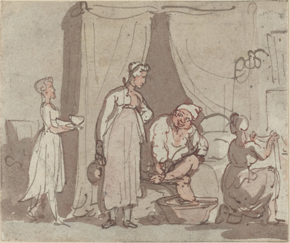 The Foot Bath (Drying Out) by Thomas Rowlandson (British, 1756 - 1827), 16X12"(A3)Poster Print