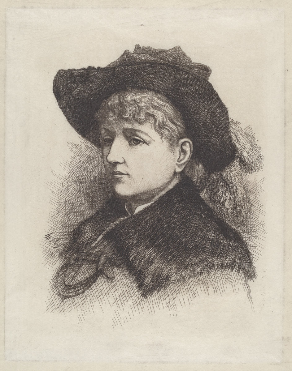 Portrait of the Artist's Wife, Sarah Edwards Nast by Thomas Nast (American, 1840 - 1902), 16X12"(A3)Poster Print