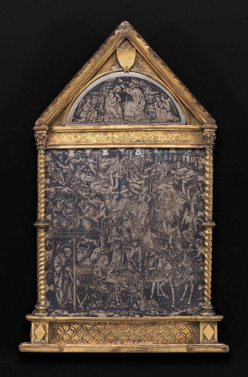 niello plate by Italian 15th Century (Coronation of the Virgin; Adoration of the Magi), 16X12"(A3)Poster Print
