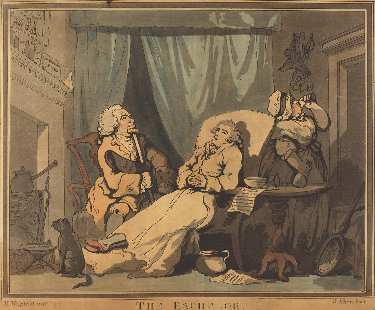 The Bachelor by Samuel Alken after H. Wigstead (British, 1756 - 1815), 16X12"(A3)Poster Print