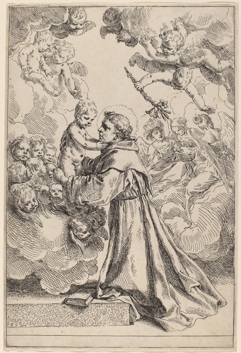 The Large Saint Anthony of Padua by Simone Cantarini (Italian, 1612 - 1648), 16X12"(A3)Poster Print