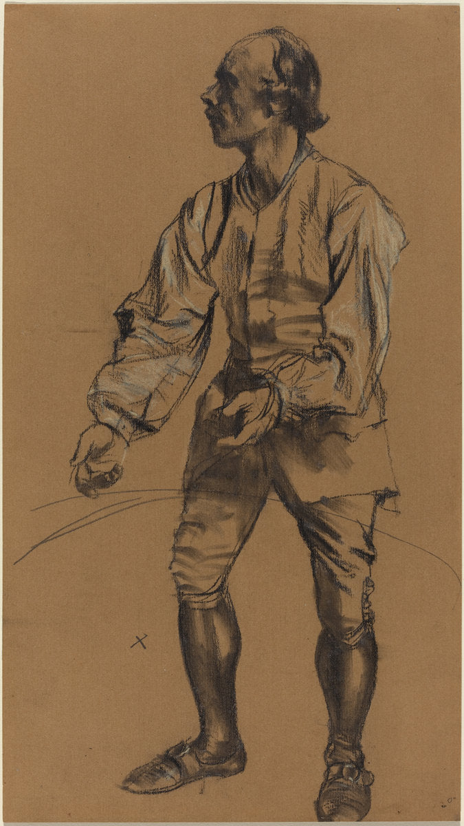 Richard Menzel Posing in Eighteenth-Century Costume by Adolph Menzel (German, 1815 - 1905), 16X12"(A3)Poster Print
