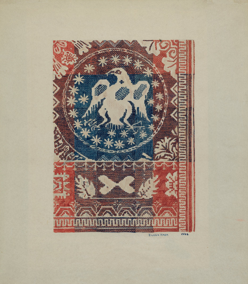 Coverlet: Eagle Coin by Eileen Knox (American, active c. 1935), 16X12"(A3)Poster Print
