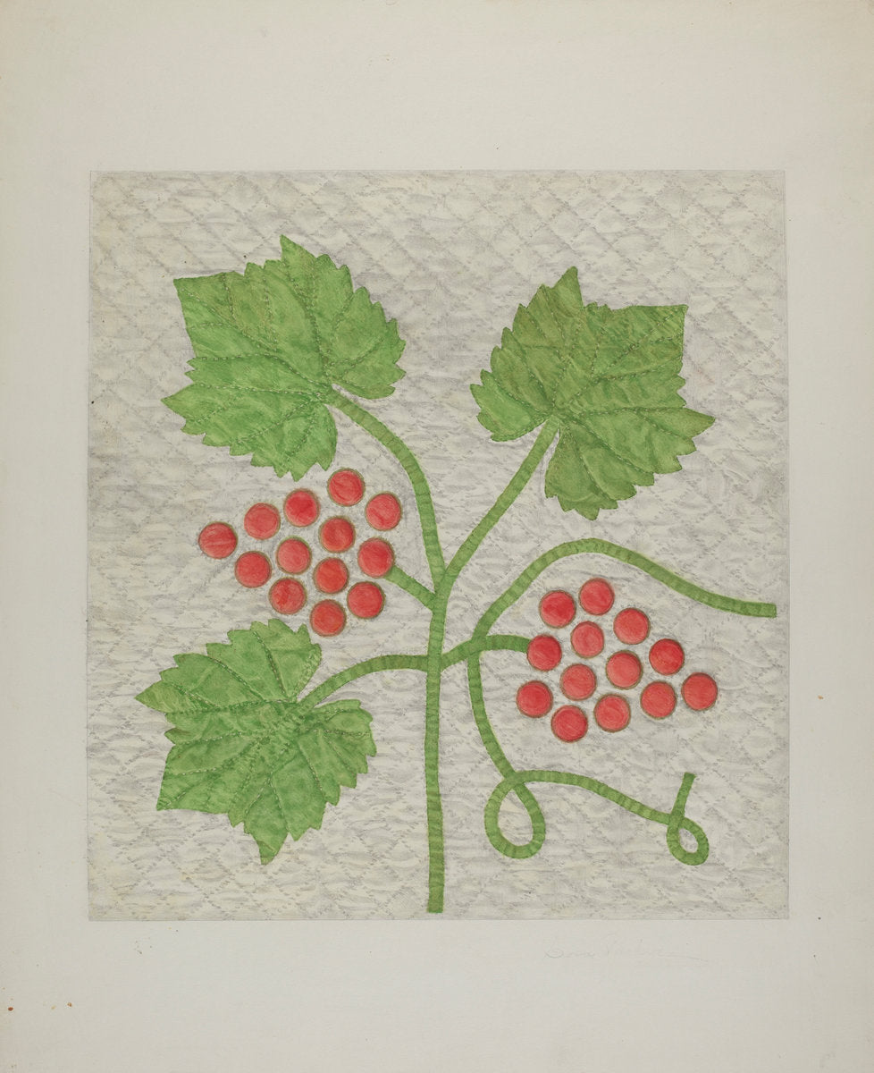 Quilt - Grape Pattern by Cora Parker (American, active c. 1935), 16X12"(A3)Poster Print