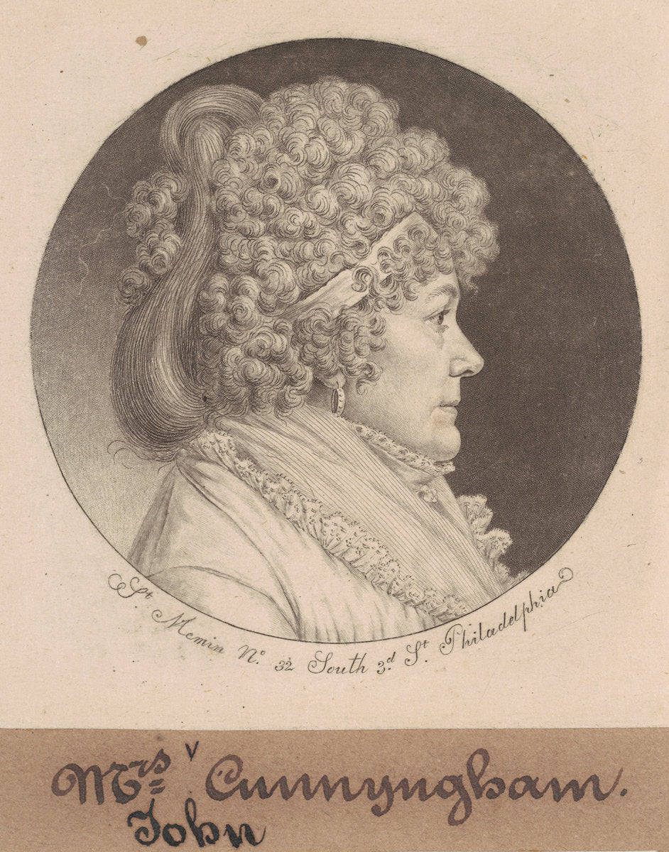 Mrs. Cunnyngham by Charles B. J. Févret de Saint-Mémin (French, 1770 - 1852), 16X12"(A3)Poster Print