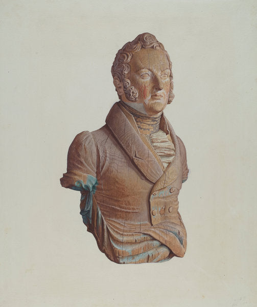 Figurehead: "C. Perry" by Elizabeth Moutal (American, active c. 1935), 16X12"(A3)Poster Print