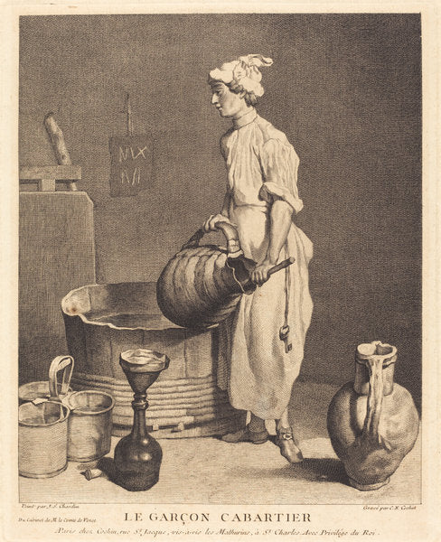 Le Garcon cabaretier by Charles-Nicolas Cochin I after Jean Siméon Chardin (French, 1688 - 1754), 16X12"(A3)Poster Print