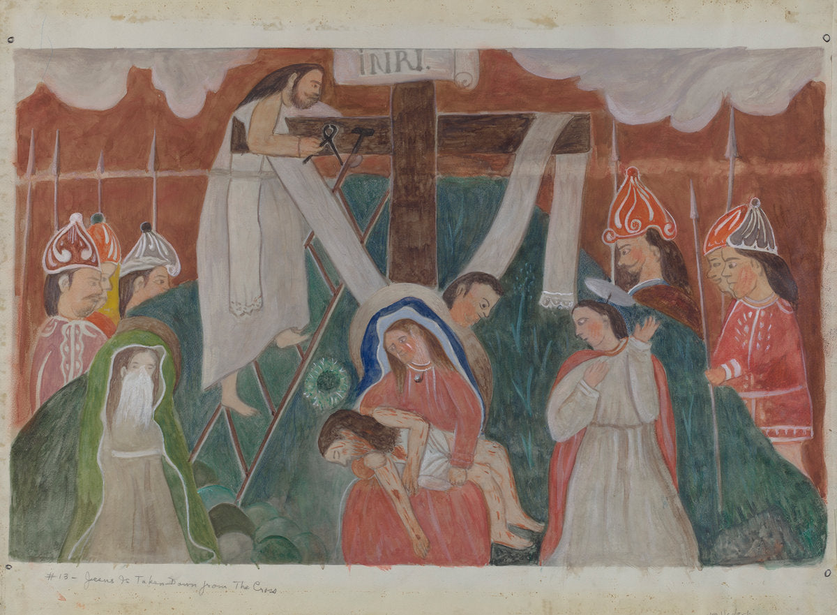 Station of the Cross No. 13: "Jesus is Taken Down from the Cross by William Herbert (American, active c. 1935), 16X12"(A3)Poster Print