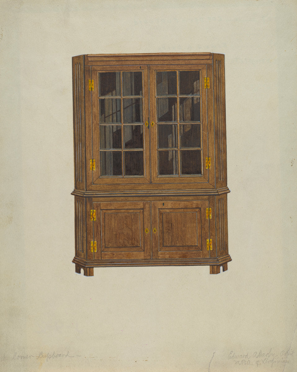 Corner Cupboard by Edward A. Darby (American, active c. 1935), 16X12"(A3)Poster Print
